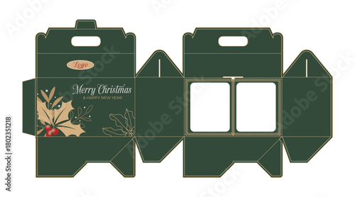  Packaging layout for Marry Christmas nature boxes dieline printable celebration and invitation