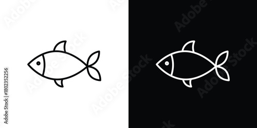 Fish icon. Editable stroke. thin line outline concept vector.