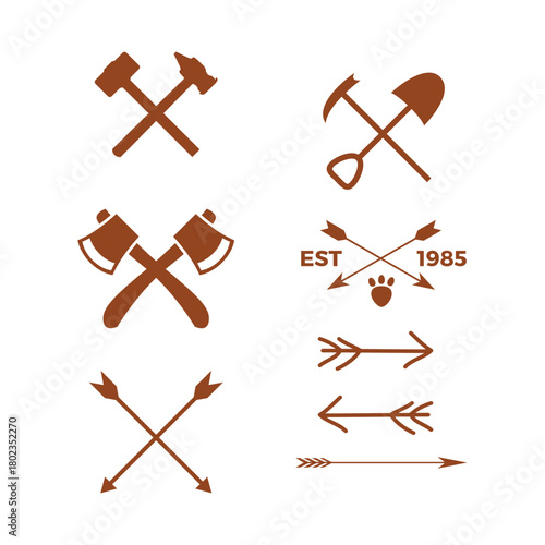 EST 1985 Hunting Arrow Cross Tools Badge Vector Icon