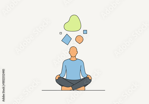 Simple meditation and mindfulness concept with geometric shapes in minimalist art
