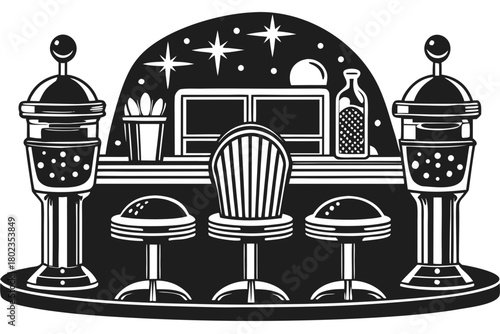 Classic american 1950s diner counter vector illustration design