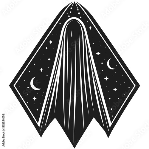 Ethereal spirit ghost illustration with cosmic night sky elements