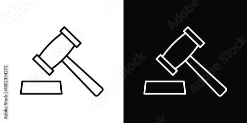 Gavel icon. Editable stroke. thin line outline concept vector.