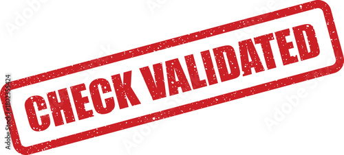 Bold red grunge rubber stamp displaying the important text check validated on a clean white background