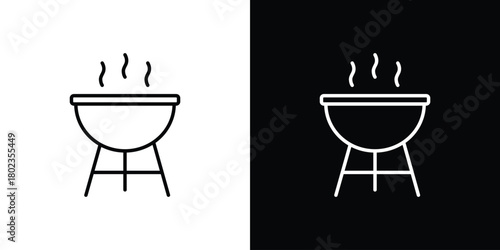 Grill icon. Editable stroke. thin line outline concept vector.