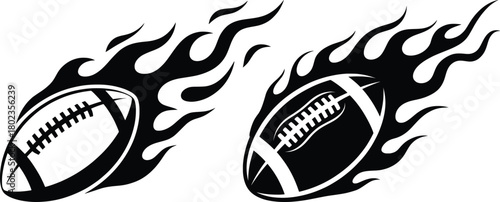 Flaming Football Vector Silhouette Illustration.