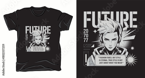 Future youth anime graphic vector art t-shirt design print