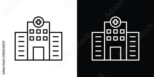 Hospital icon. Editable stroke. thin line outline concept vector.