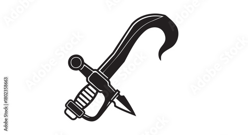 Vintage emblem of crossed blades, featuring a pirate cutlass and a dagger, representing battle, rebellion, and adventure