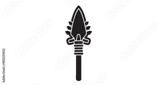 Monochrome Icon of Spear with Decorative Elements A Symbol of Strength and History