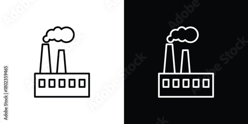 Industrial factory icon. Editable stroke. thin line outline concept vector.