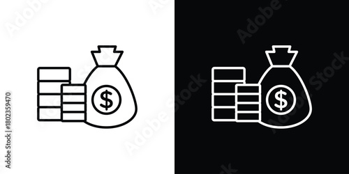 Income icon. Editable stroke. thin line outline concept vector.