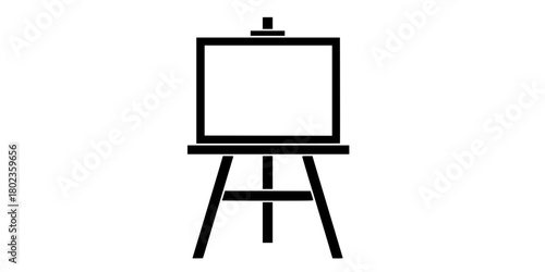 Simple Easel Stand and Empty Frame Black Silhouette