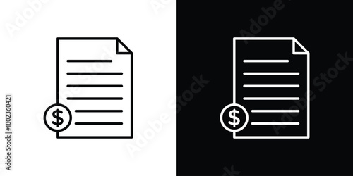 Invoice icon. Editable stroke. thin line outline concept vector.