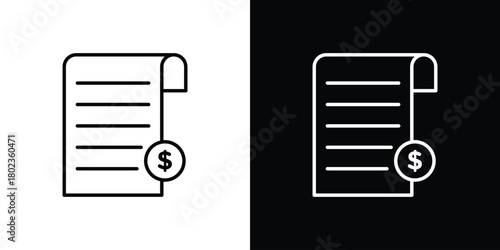 Invoice payment icon. Editable stroke. thin line outline concept vector.