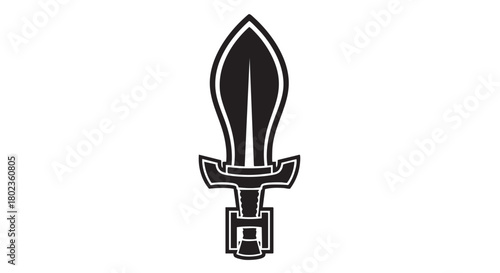 Stylized silhouette of a medieval sword, representing combat and heroism in a classic design