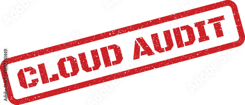 Red grunge style CLOUD AUDIT text inside a rectangular frame on a clean white background