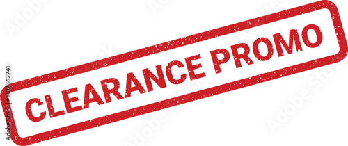 Red rectangular grunge stamp featuring the text CLEARANCE PROMO on a clean white background