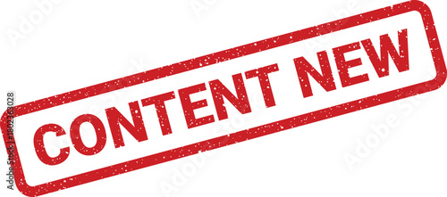 Red rectangular rubber stamp displaying the text CONTENT NEW with a distinct grungy texture on a white backdrop