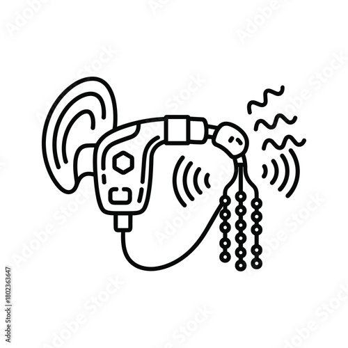 Hearing aid icon for auditory health, sound enhancement, and care