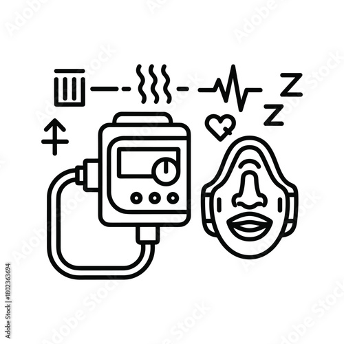 Cpap machine and sleep apnea mask for respiratory health therapy