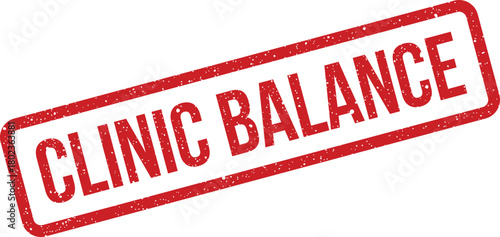 Red rectangular stamp featuring a textured appearance clearly displays the words CLINIC BALANCE in bold capital letters