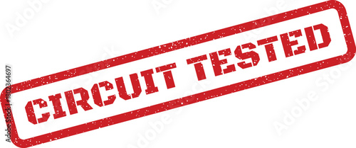 Red rubber stamp effect displaying the important text CIRCUIT TESTED on a clean white background