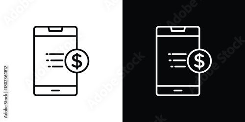 Mobile banking icon. Editable stroke. thin line outline concept vector.