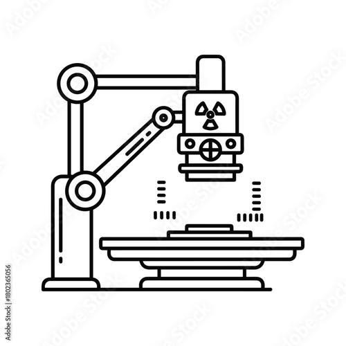 Radiation microscope icon, scientific research laboratory equipment
