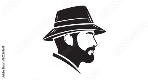 8. Minimalistic black silhouette of a fisherman head
