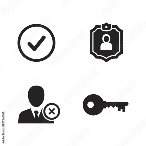 User security, access, status and confirmation vector icons kit