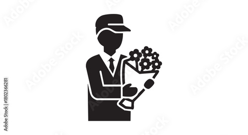 6. Minimalistic black florist silhouette on white background
