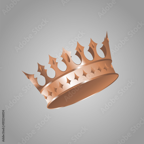 Copper Crown. Crown silhouette, symbol of royal luxury. Leadership Award icon, symbol of victory.