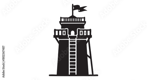 15. Black silhouette of a siege tower
