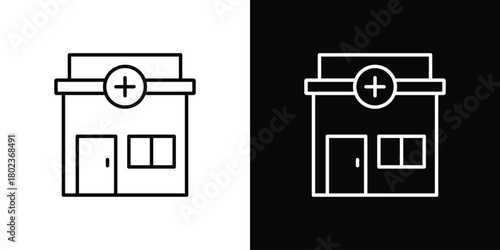 Pharmacy icon. Editable stroke. thin line outline concept vector.