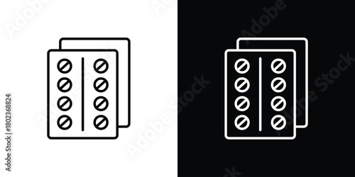 Pill blisters. collection. Silhouette flat icon design element.icon. Editable stroke. thin line outline concept vector.