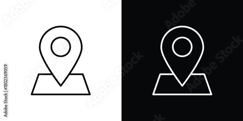 Pin icon. Editable stroke. thin line outline concept vector.