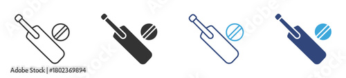 Cricket bat and boll icon set, vector illustration .