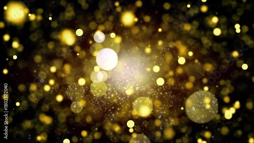Golden Glitter Bokeh Loop. Sparkling Luxury Dust Particles Background.