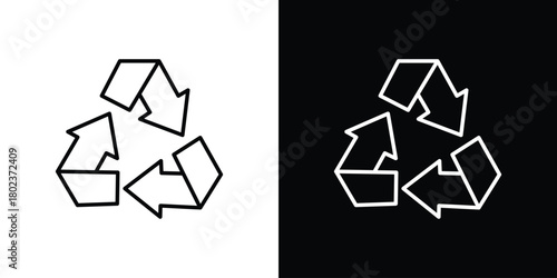 Recycling icon. Editable stroke. thin line outline concept vector.