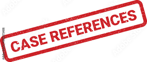 This red rubber stamp with a distressed look clearly prints the words CASE REFERENCES on a clean white surface
