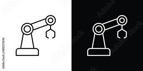 Robot arm icon. Editable stroke. thin line outline concept vector.