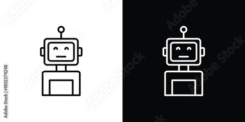 Robot icon. Editable stroke. thin line outline concept vector.