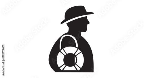 1. Minimalistic black lifeguard silhouette
