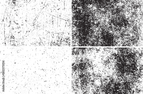 Black and White Grunge Texture Set – Distressed Scratch, Dust, Noise, and Rough Surface Backgrounds