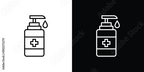 Sanitizer icon. Editable stroke. thin line outline concept vector.