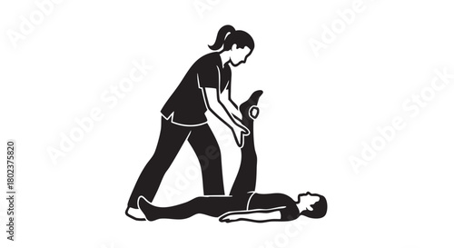 49. Minimalistic black silhouette of physical therapist
