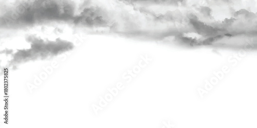 Gloomy grey storm clouds weather overlay isolated on white background