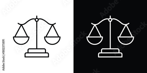 Scales of justice icon. Editable stroke. thin line outline concept vector.