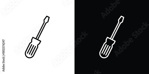 Screwdriver icon. Editable stroke. thin line outline concept vector.